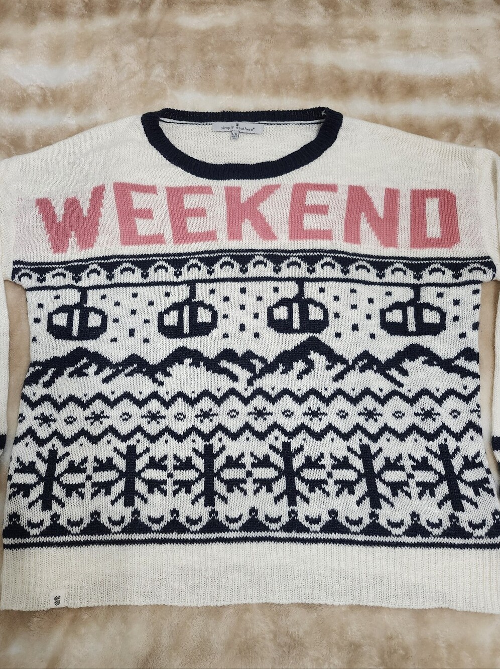 Ski Weekend Knit Sweater Simply Southern L/XL